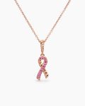 Cable Collectibles® Ribbon Necklace|18K Rose Gold with Pavé Pink Sapphires, 15.7mm