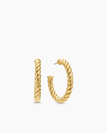 Sculpted Cable Hoop Earrings|18K Yellow Gold, 40mm