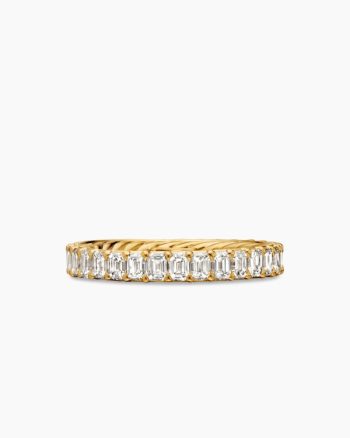 DY Eden Eternity Band Ring|18K Yellow Gold with Emerald Diamonds, 3.5mm
