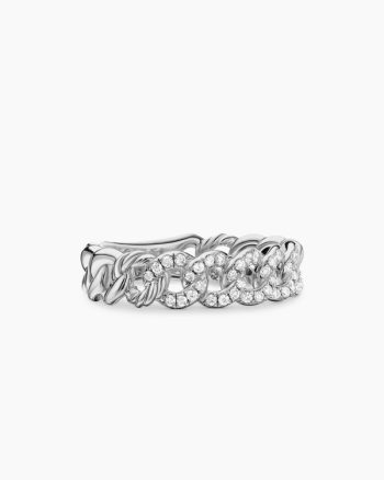 Belmont® Curb Link Band Ring|Sterling Silver with Diamonds, 5mm