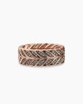 Chevron Pavé Band Ring|18K Rose Gold with Cognac Diamonds, 9mm