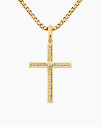 Modern Renaissance® Cross Pendant|18K Yellow Gold with Diamonds, 34mm