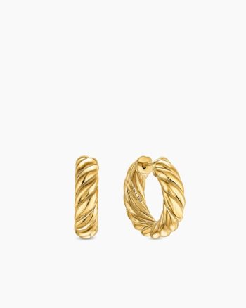 Sculpted Cable Hoop Earrings|18K Yellow Gold, 18.6mm