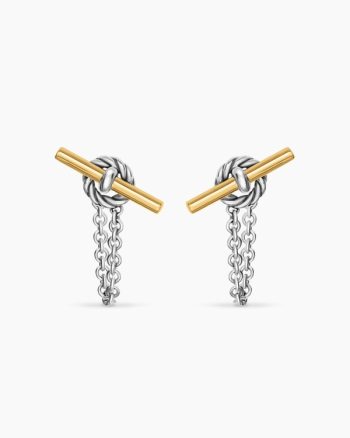 DY Mercer® Petite Toggle Chain Stud Earrings|Sterling Silver with 18K Yellow Gold, 38.2mm