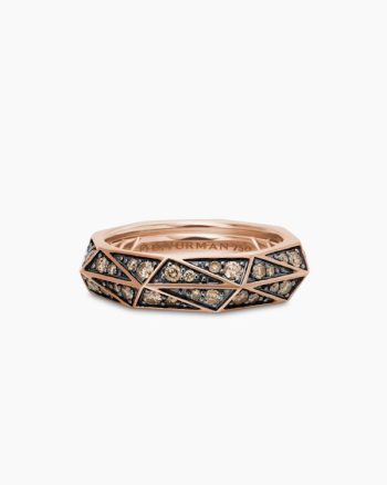 Faceted Band Ring|18K Rose Gold with Cognac Diamonds, 6.2mm