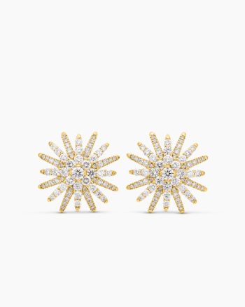 Starburst Stud Earrings|18K Yellow Gold with Diamonds, 19mm