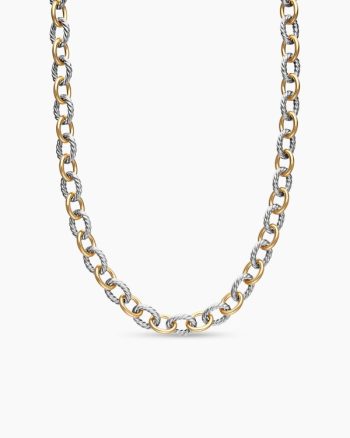 Oval Link Chain Necklace|Sterling Silver with 18K Yellow Gold, 16mm