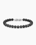 Spiritual Beads Bracelet|Platinum and Pavé Black Diamonds, 6mm