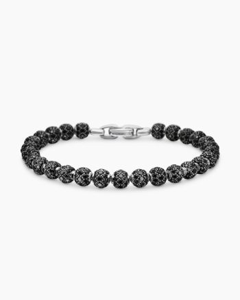 Spiritual Beads Bracelet|Platinum and Pavé Black Diamonds, 6mm
