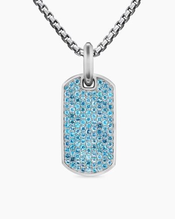 Chevron Tag|18K White Gold with Paraiba Tourmalines, 27mm