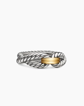 Cable Loop Band Ring|Sterling Silver with 18K Yellow Gold, 7mm