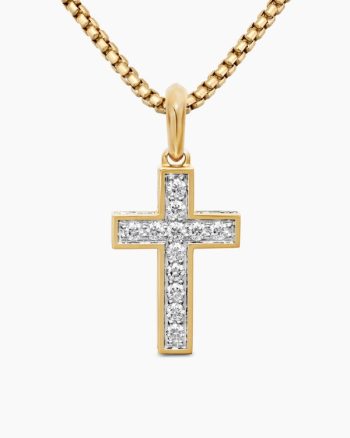 Pavé Cross Pendant|18K Yellow Gold with Diamonds, 28mm