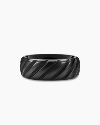 Modern Cable Band Ring|Black Titanium, 9mm