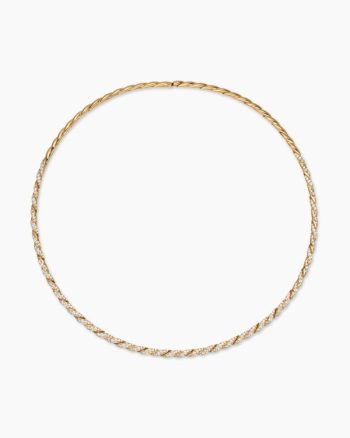 Sculpted Cable Flex Necklace|18K Yellow Gold with Diamonds, 3.7mm
