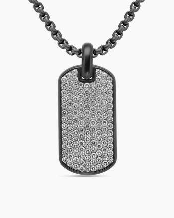 Chevron Tag|Black Titanium with Diamonds, 35mm