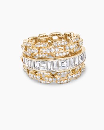 Stax Three Row Ring|Yellow Gold with Diamonds