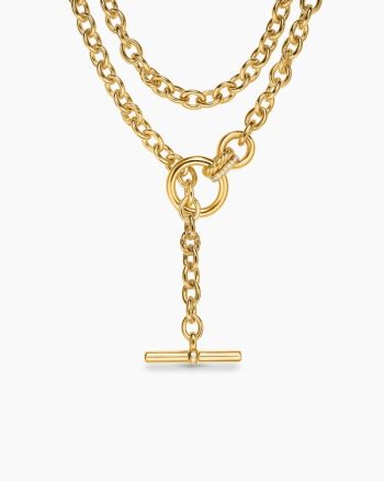 DY Mercer® Double Row Toggle Chain Necklace|18K Yellow Gold with Diamonds, 8mm