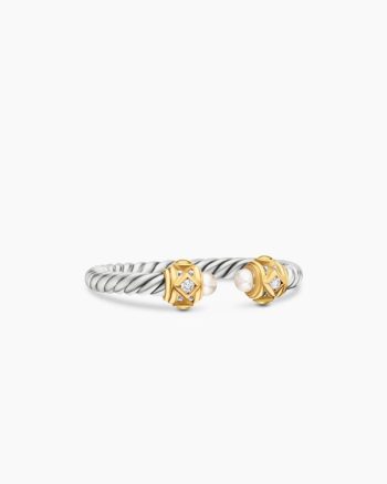Renaissance® Ring|Sterling Silver with 14K Yellow Gold, Pearls and Diamonds, 2.3mm