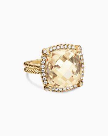 Chatelaine® Pavé Bezel Ring|18K Yellow Gold with Champagne Citrine and Diamonds, 14mm