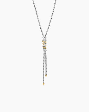 Helena Y Necklace|Sterling Silver with 18K Yellow Gold with Diamonds