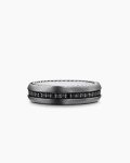Streamline® Band Ring|Grey Titanium with Black Diamonds, 6mm