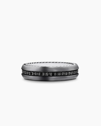 Streamline® Band Ring|Grey Titanium with Black Diamonds, 6mm