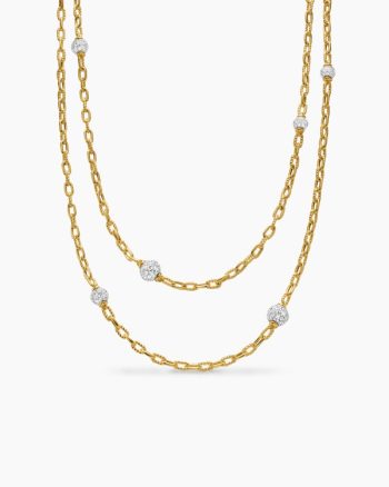 DY Madison® Pavé Bead Station Necklace|18K Yellow Gold with Diamonds, 3mm