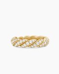 Sculpted Cable Flex Band Ring|18K Yellow Gold with Diamonds, 5mm