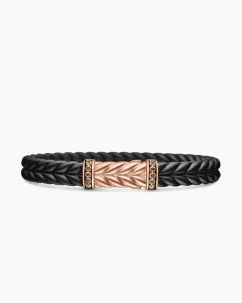 Chevron Bracelet|Black Rubber with 18K Rose Gold and Cognac Diamonds, 9mm