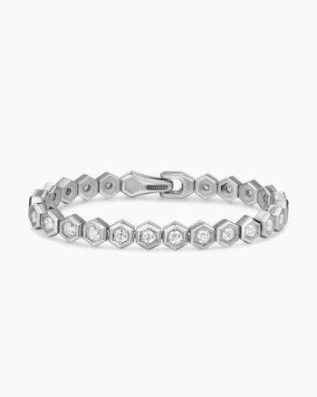 Hex Pavé Tennis Bracelet|Sterling Silver with Diamonds, 8mm