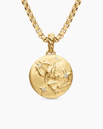 Taurus Amulet|18K Yellow Gold with Diamonds, 19mm