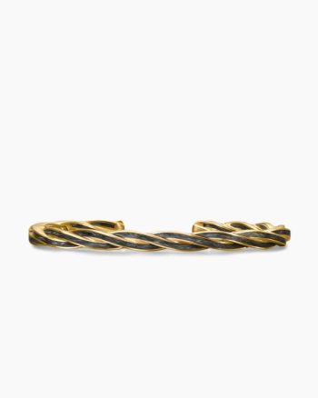 DY Helios™ Cuff Bracelet|18K Yellow Gold with Forged Carbon, 6mm