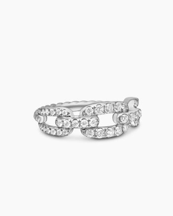 Stax Chain Link Ring|18K White Gold with Diamonds, 7mm