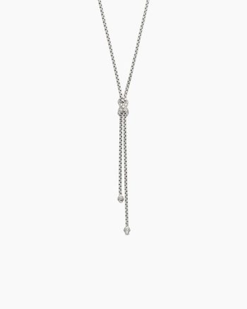 Petite X Lariat Necklace|Sterling Silver with Diamonds