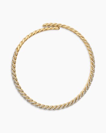 Sculpted Cable Flex Necklace|18K Yellow Gold with Diamonds, 7.5mm