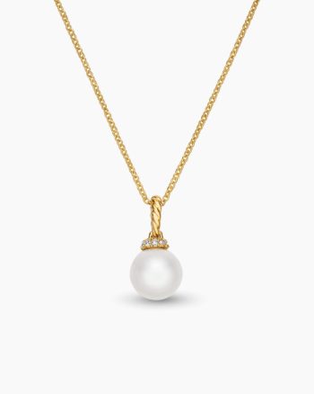 Solari Pendant Necklace|18K Yellow Gold with Pearl and Diamonds, 8mm