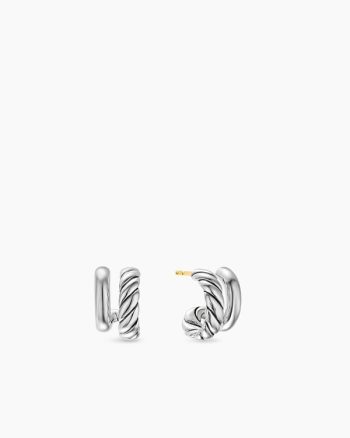 DY Mercer® Double Hoop Huggie Earrings|Sterling Silver, 13.5mm