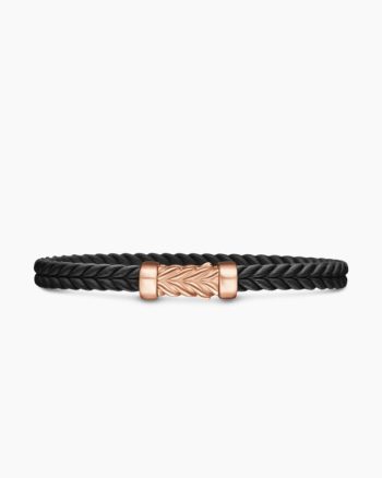 Chevron Bracelet|Black Rubber with 18K Rose Gold, 6mm
