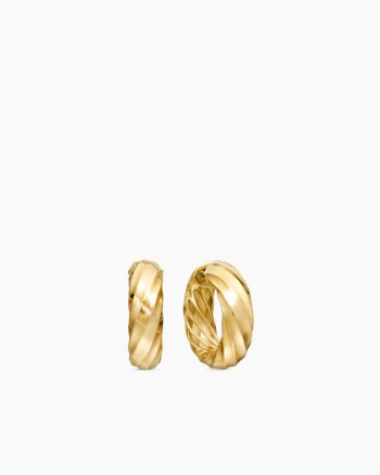 Cable Edge® Hoop Earrings|18K Yellow Gold with Diamonds, 28.9mm