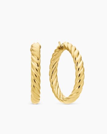 Sculpted Cable Hoop Earrings|18K Yellow Gold, 38mm