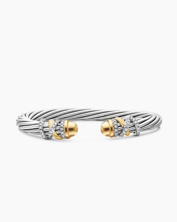 Helena Bracelet|Sterling Silver with 18K Yellow Gold, Gold Domes and Diamonds, 6mm