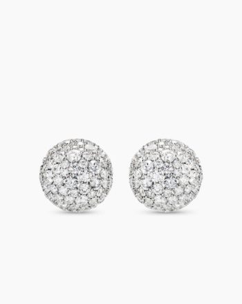 Pavé Stud Earrings|18K Yellow Gold with Diamonds, 12mm