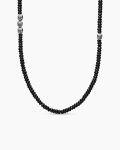 Memento Mori Skull Station Necklace|Sterling Silver with Black Spinel, 6mm