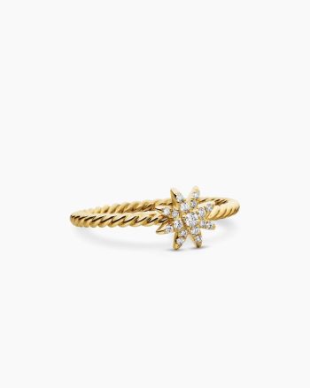 Petite Starburst Station Ring|18K Yellow Gold with Diamonds, 7.5mm