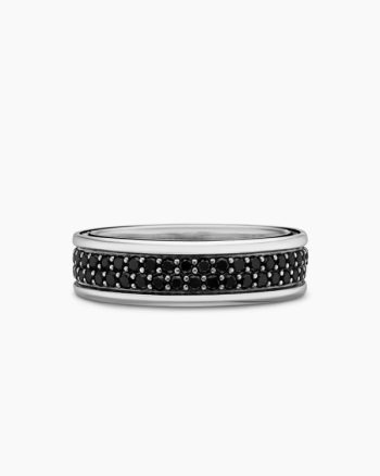 Streamline® Two Row Band Ring|Sterling Silver with Black Diamonds, 6.5mm
