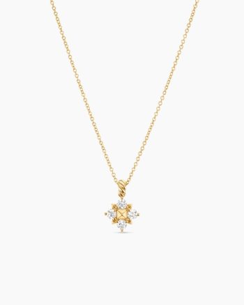 Petite Modern Renaissance® Pyramid Pendant Necklace|18K Yellow Gold with Diamonds, 10.9mm