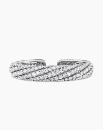 Floating Diamonds Pavé Cuff Bracelet|White Gold