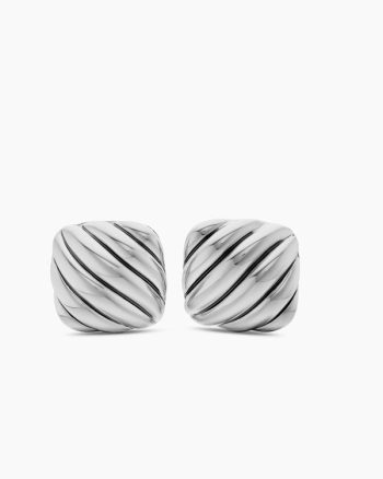Sculpted Cable Cushion Cufflinks|Sterling Silver, 17mm