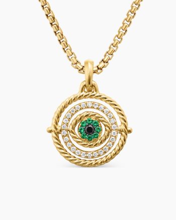 Evil Eye Mobile Amulet|18K Yellow Gold with Pavé Emeralds and Diamonds, 20.5mm