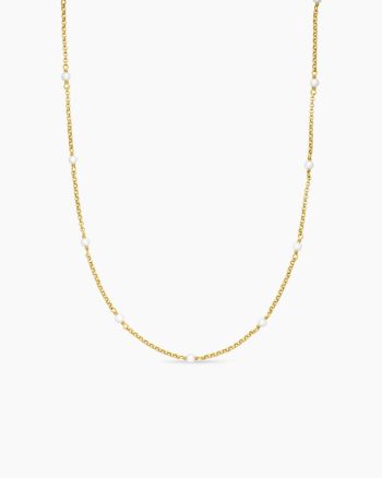 Cable Collectibles® Bead and Chain Necklace|18K Yellow Gold with Pearls, 3.5mm